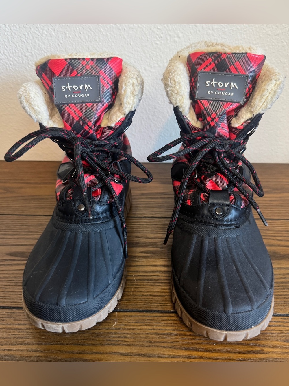 Storm by Cougar Camelot Red Plaid Duck Boots Waterproof Winter Snow Women's Sz 7